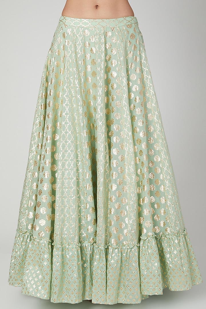 Turquoise Embellished Wedding Lehenga Set by Priyanka Jain at Pernia's Pop Up Shop