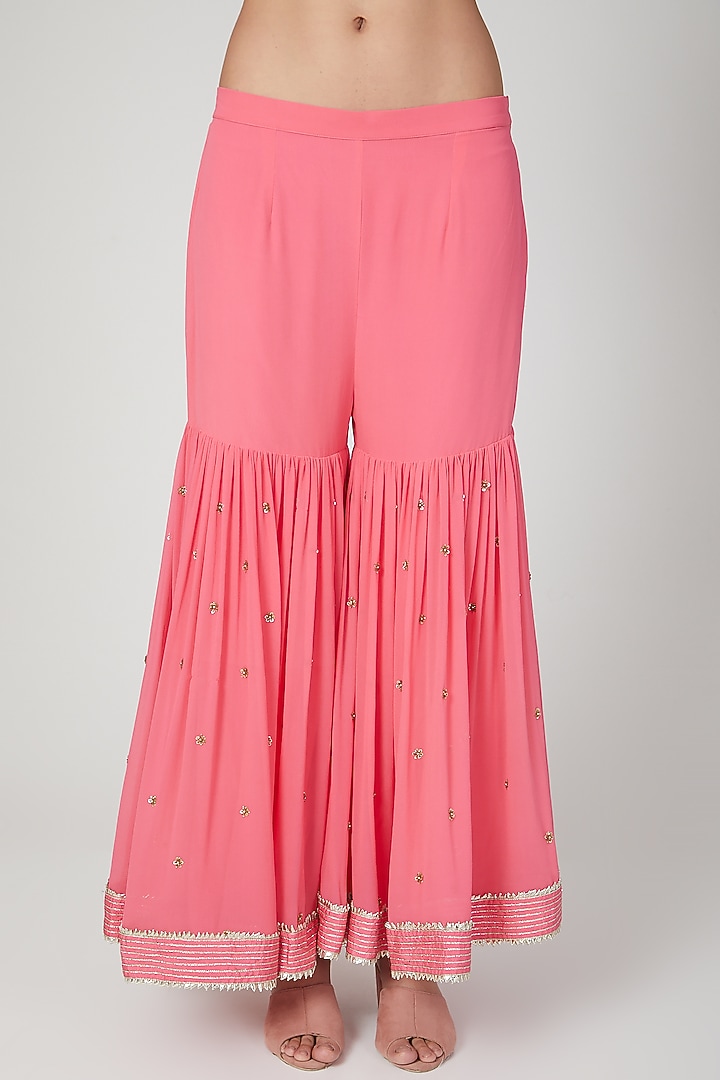 Fuchsia Embroidered Wedding Sharara Set by Priyanka Jain at Pernia's Pop Up Shop