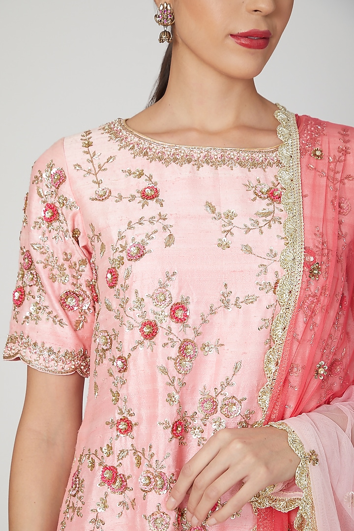 Fuchsia Embroidered Wedding Sharara Set by Priyanka Jain at Pernia's Pop Up Shop