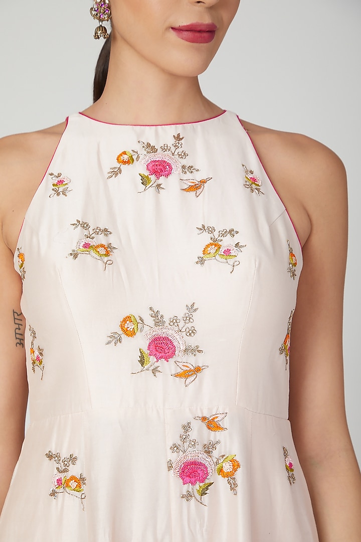 Blush Pink Embroidered Jumpsuit by Priyanka Jain at Pernia's Pop Up Shop