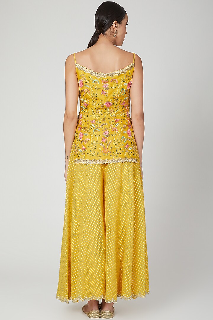 Mustard Embroidered Wedding Sharara Set by Priyanka Jain at Pernia's Pop Up Shop