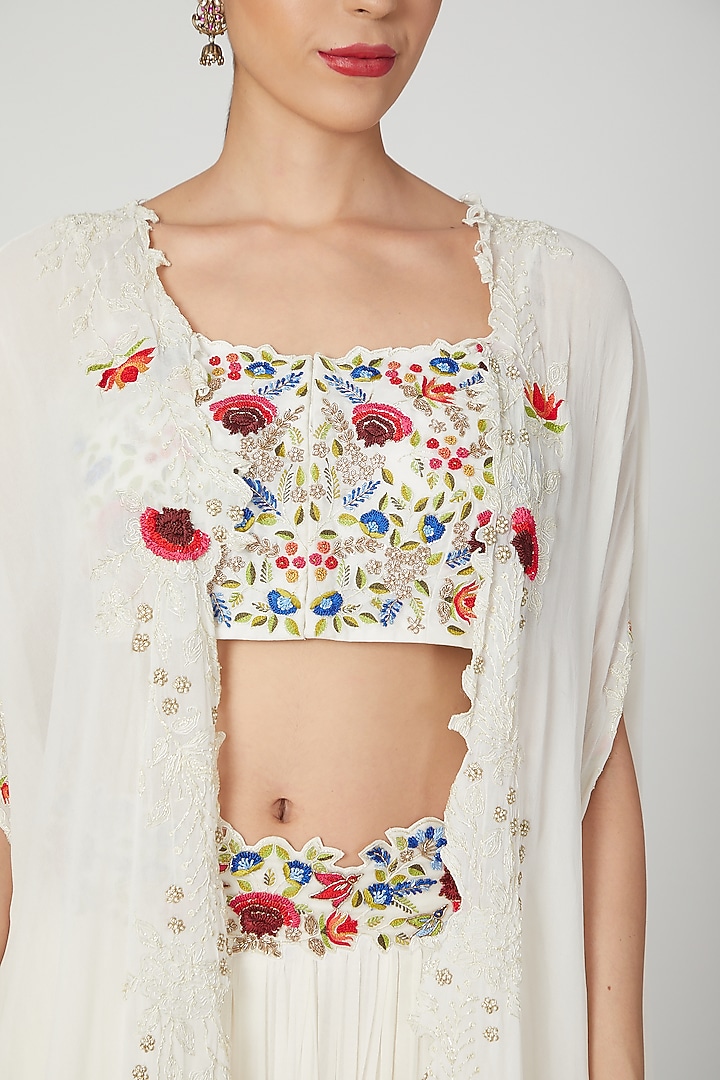 White Embroidered Wedding Sharara Set by Priyanka Jain at Pernia's Pop Up Shop
