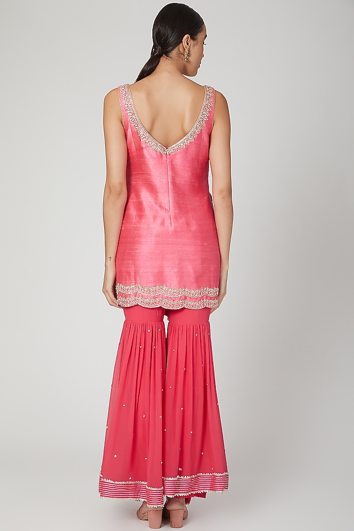 Fuchsia Sequins Embroidered Wedding Sharara Set by Priyanka Jain at Pernia's Pop Up Shop