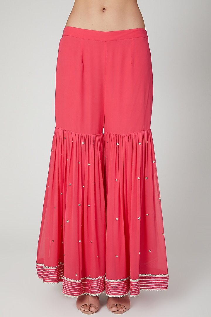 Fuchsia Sequins Embroidered Wedding Sharara Set by Priyanka Jain at Pernia's Pop Up Shop