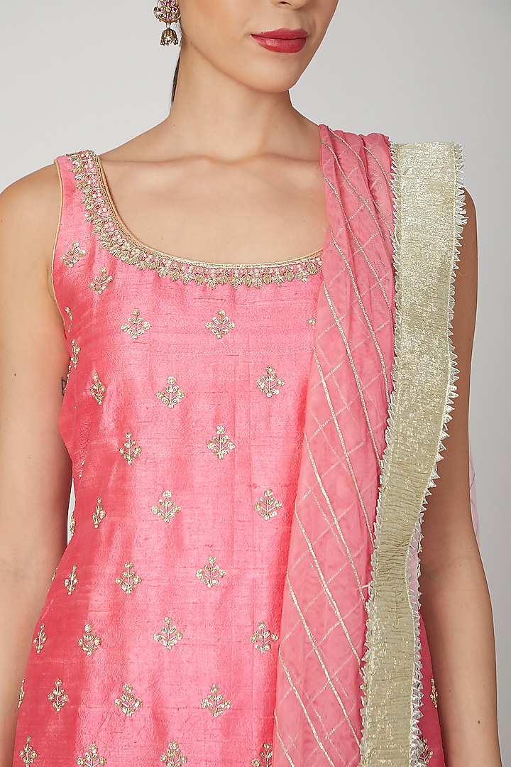 Fuchsia Sequins Embroidered Wedding Sharara Set by Priyanka Jain at Pernia's Pop Up Shop