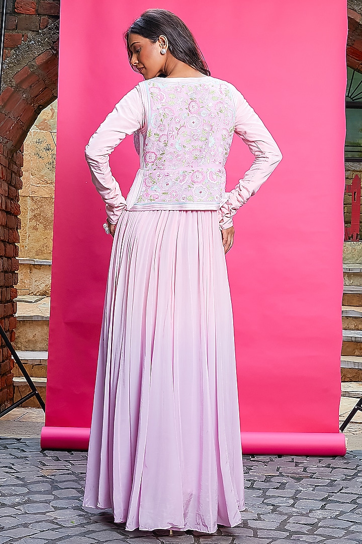 Lilac Crepe Wedding Anarkali Set by Priyanka Jain at Pernia's Pop Up Shop