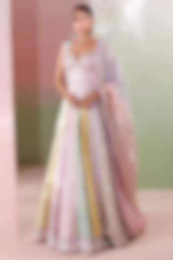 Multi-Colored Chanderi Gota Embroidered Wedding Lehenga Set by Priyanka Jain at Pernia's Pop Up Shop