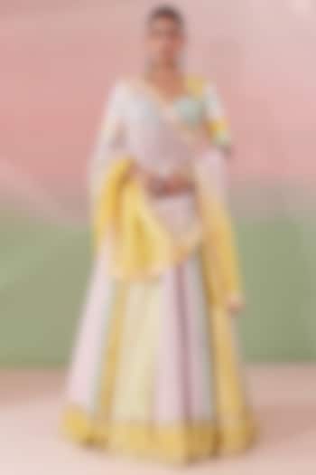 Multi-Colored Chanderi Embroidered Wedding Lehenga Set by Priyanka Jain at Pernia's Pop Up Shop