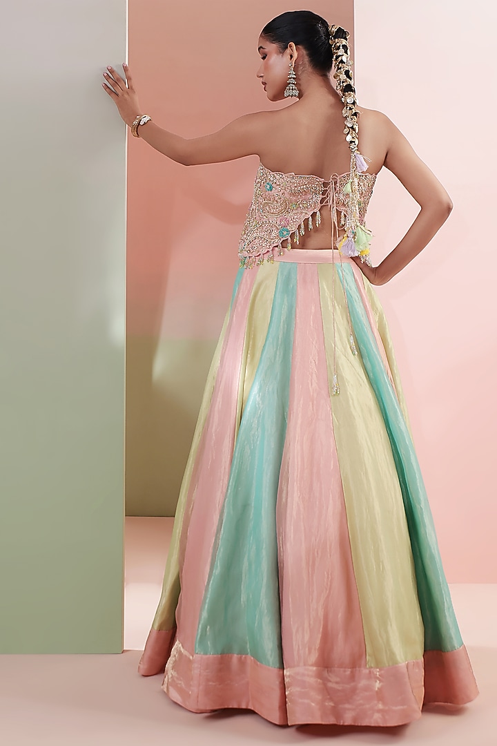 Multi-Colored Pure Tissue Embroidered Wedding Lehenga Set by Priyanka Jain at Pernia's Pop Up Shop