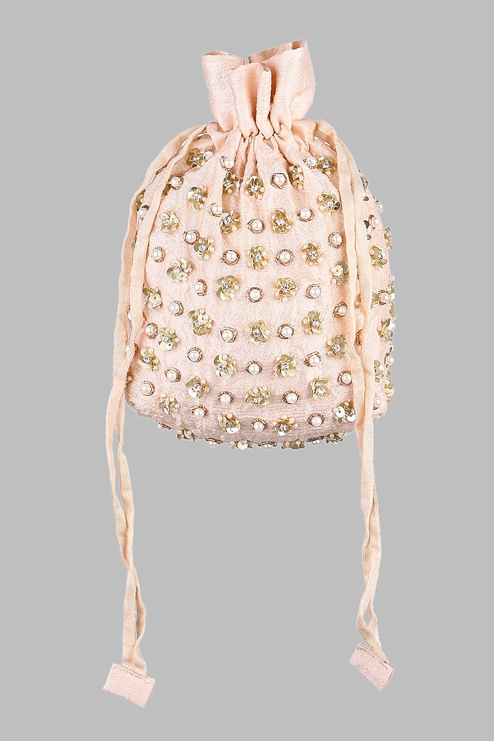 Pink Sequins Embroidered Potli by Priyanka Jain at Pernia's Pop Up Shop