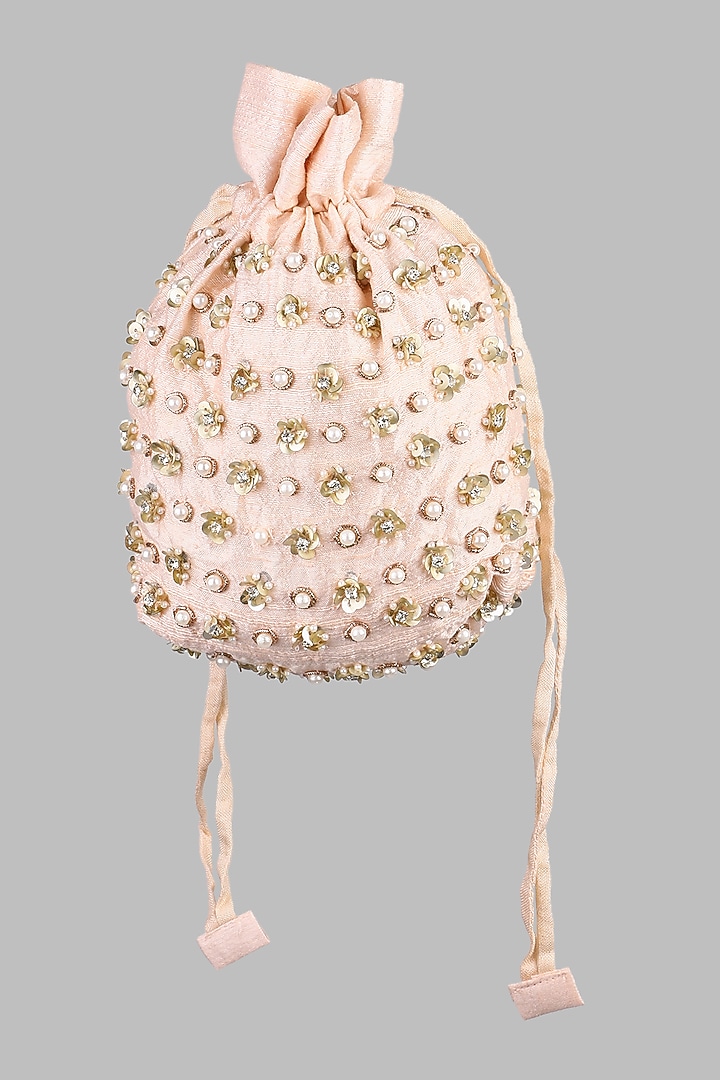 Pink Sequins Embroidered Potli by Priyanka Jain at Pernia's Pop Up Shop