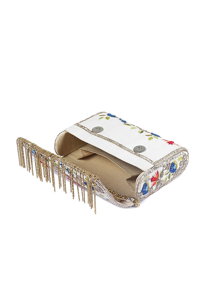 Ivory Hand Embroidered Clutch by Priyanka Jain at Pernia's Pop Up Shop