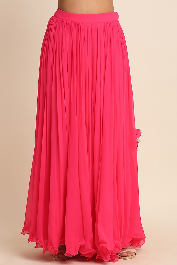 Fuchsia Georgette Lehenga Set by Priyanka Jain at Pernia's Pop Up Shop