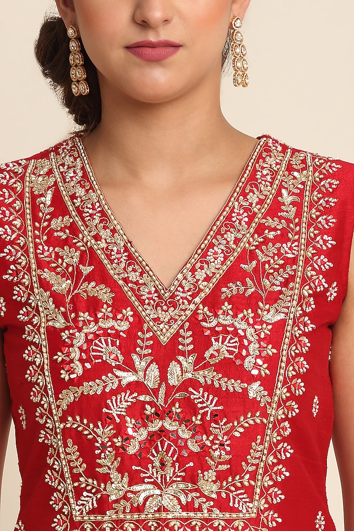 Red Georgette Lehenga Set by Priyanka Jain at Pernia's Pop Up Shop