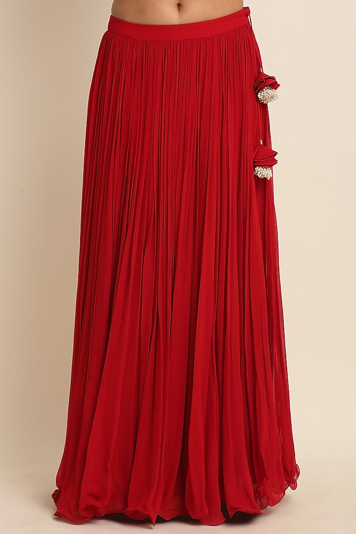 Red Georgette Lehenga Set by Priyanka Jain at Pernia's Pop Up Shop
