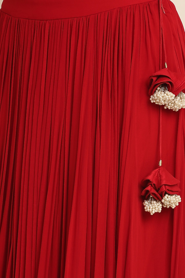 Red Georgette Lehenga Set by Priyanka Jain at Pernia's Pop Up Shop