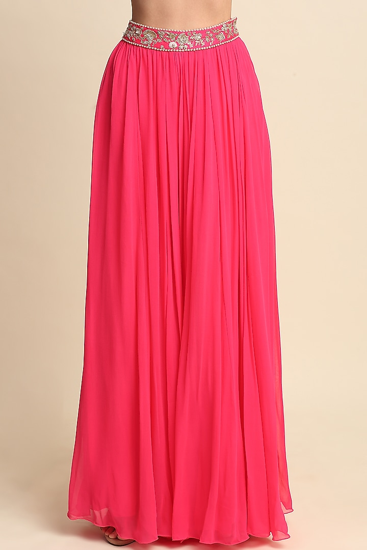 Fuchsia Georgette Wedding Sharara Set by Priyanka Jain at Pernia's Pop Up Shop