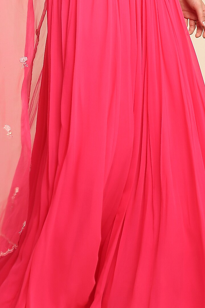 Fuchsia Georgette Wedding Sharara Set by Priyanka Jain at Pernia's Pop Up Shop