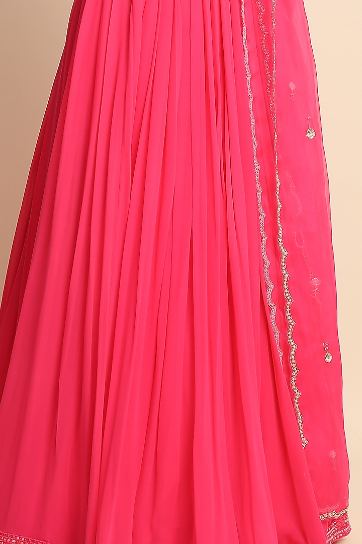 Fuchsia Georgette Wedding Lehenga Set by Priyanka Jain at Pernia's Pop Up Shop