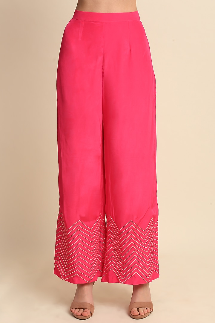 Fuchsia Crepe Wedding Anarkali Set by Priyanka Jain at Pernia's Pop Up Shop
