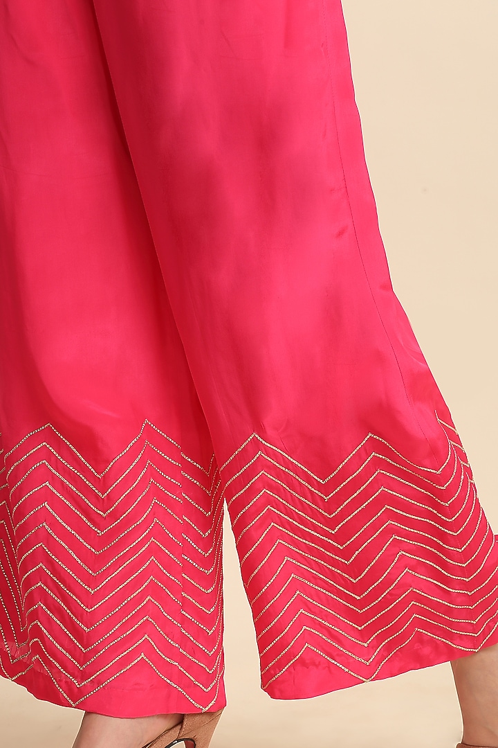 Fuchsia Crepe Wedding Anarkali Set by Priyanka Jain at Pernia's Pop Up Shop