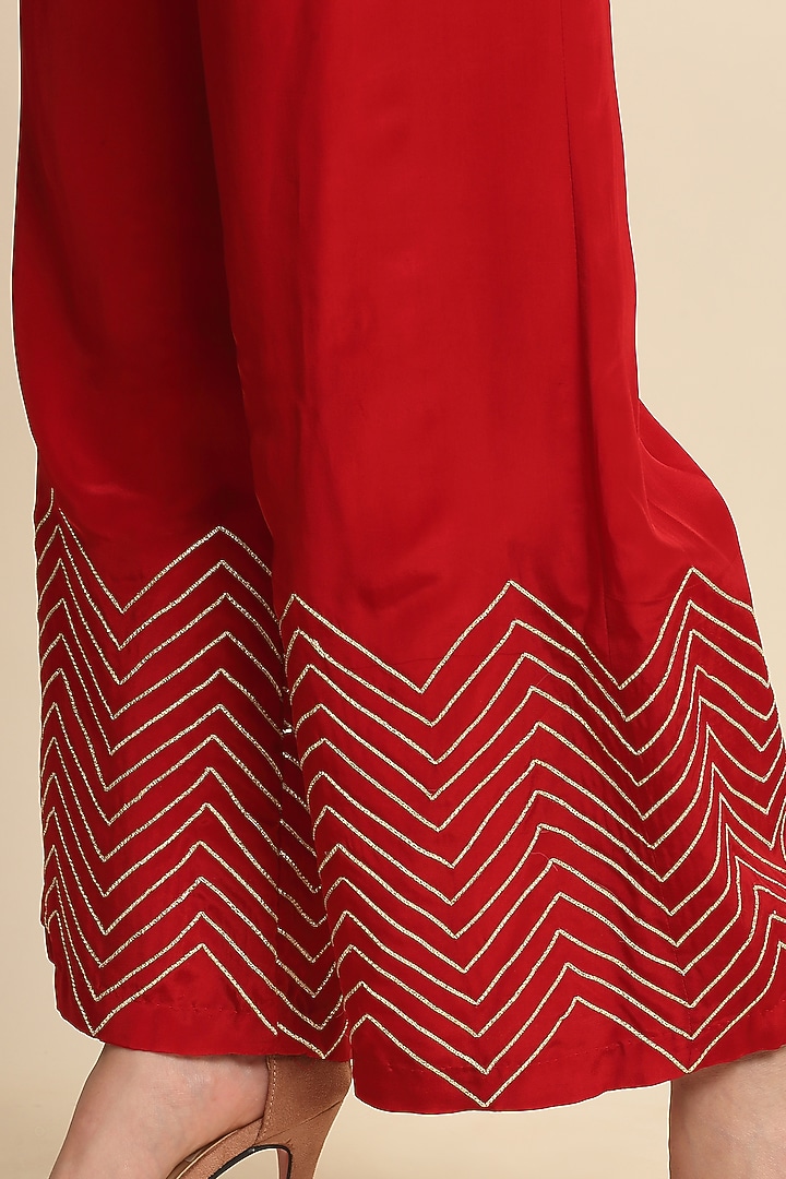 Red Crepe Wedding Anarkali Set by Priyanka Jain at Pernia's Pop Up Shop