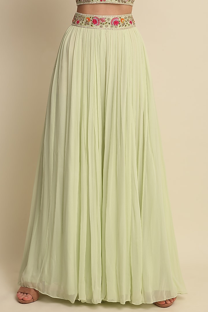 Mint Green Georgette Wedding Sharara Set by Priyanka Jain at Pernia's Pop Up Shop