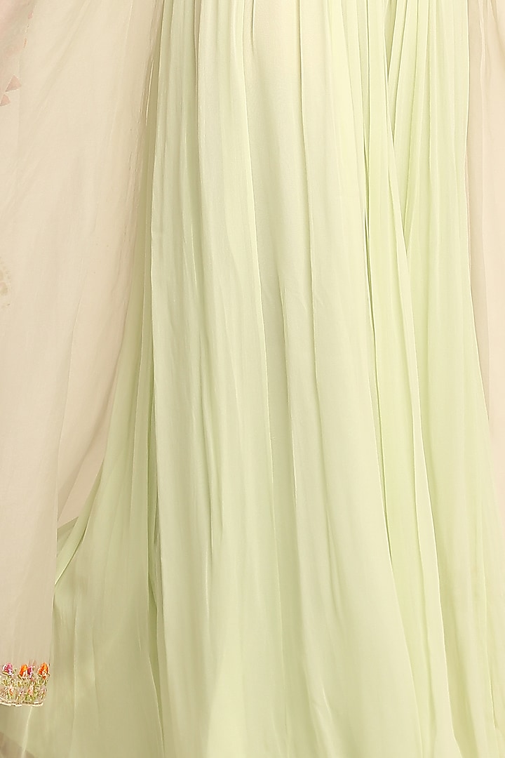 Mint Green Georgette Wedding Sharara Set by Priyanka Jain at Pernia's Pop Up Shop