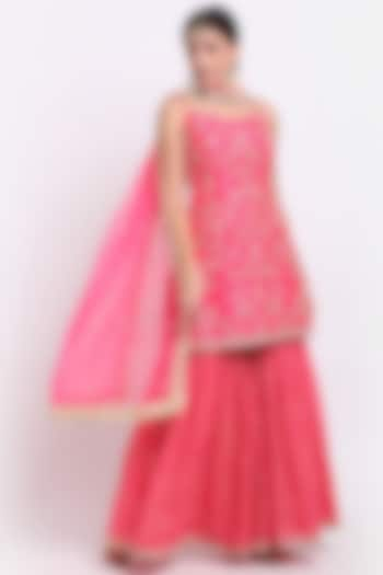 Fuchsia Embroidered Sharara Set by Priyanka Jain