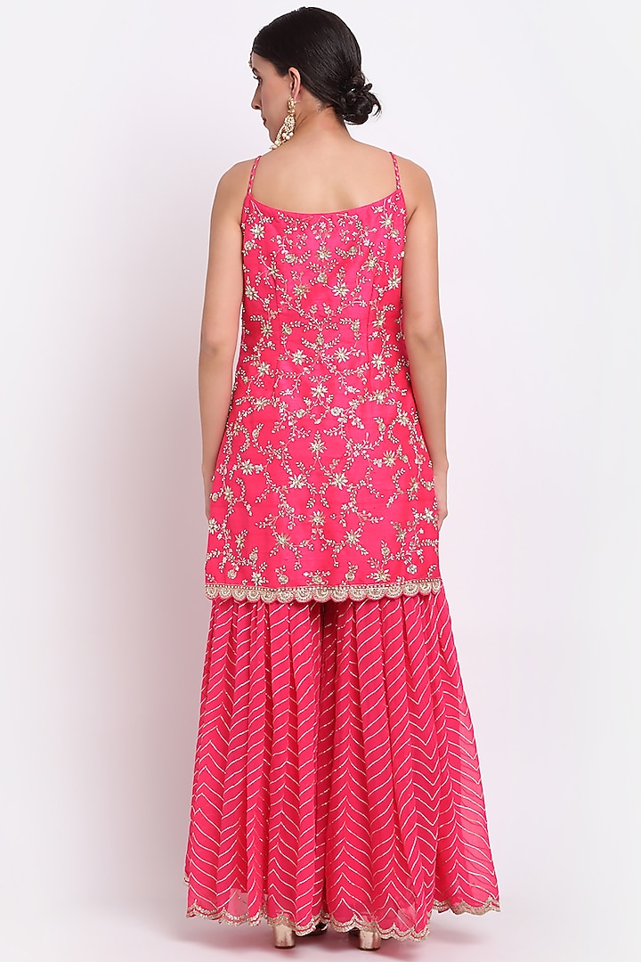 Fuchsia Embroidered Wedding Sharara Set by Priyanka Jain at Pernia's Pop Up Shop