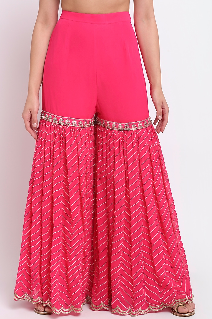 Fuchsia Pink Embroidered Wedding Sharara Set by Priyanka Jain at Pernia's Pop Up Shop