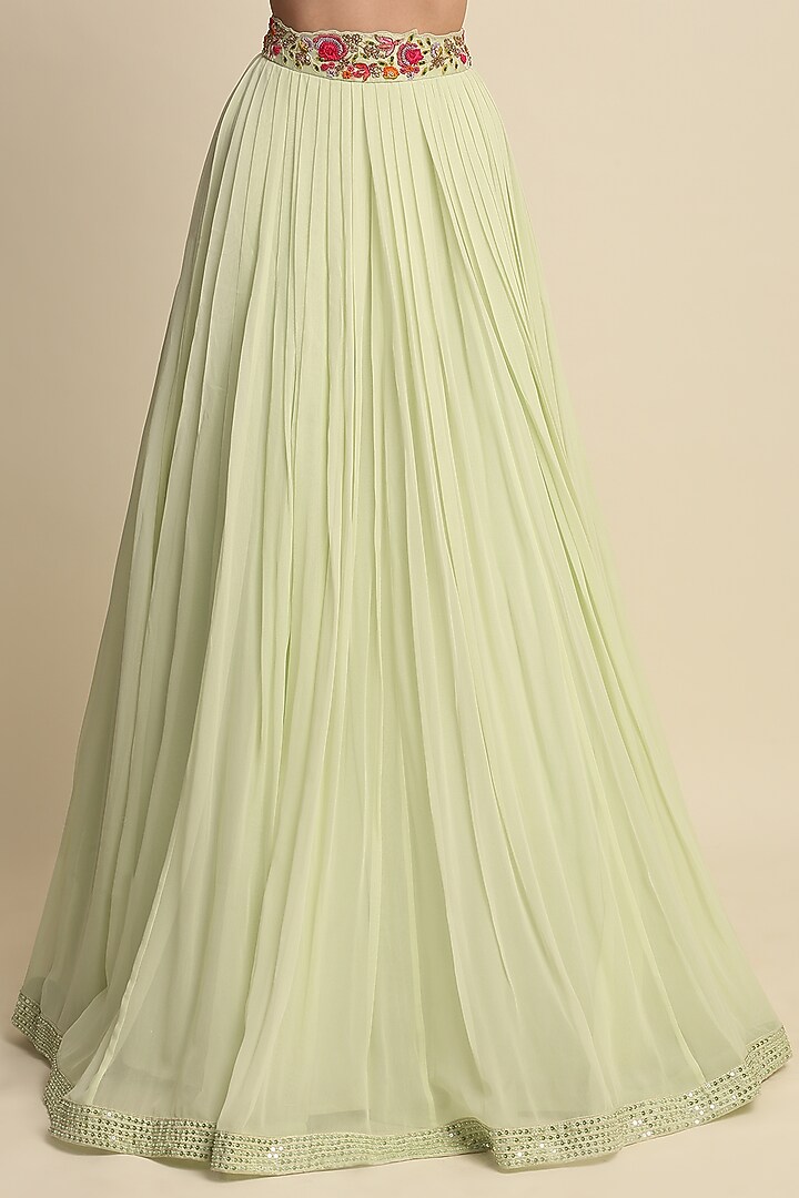 Mint Green Wedding Lehenga Set With Embroidery by Priyanka Jain at Pernia's Pop Up Shop