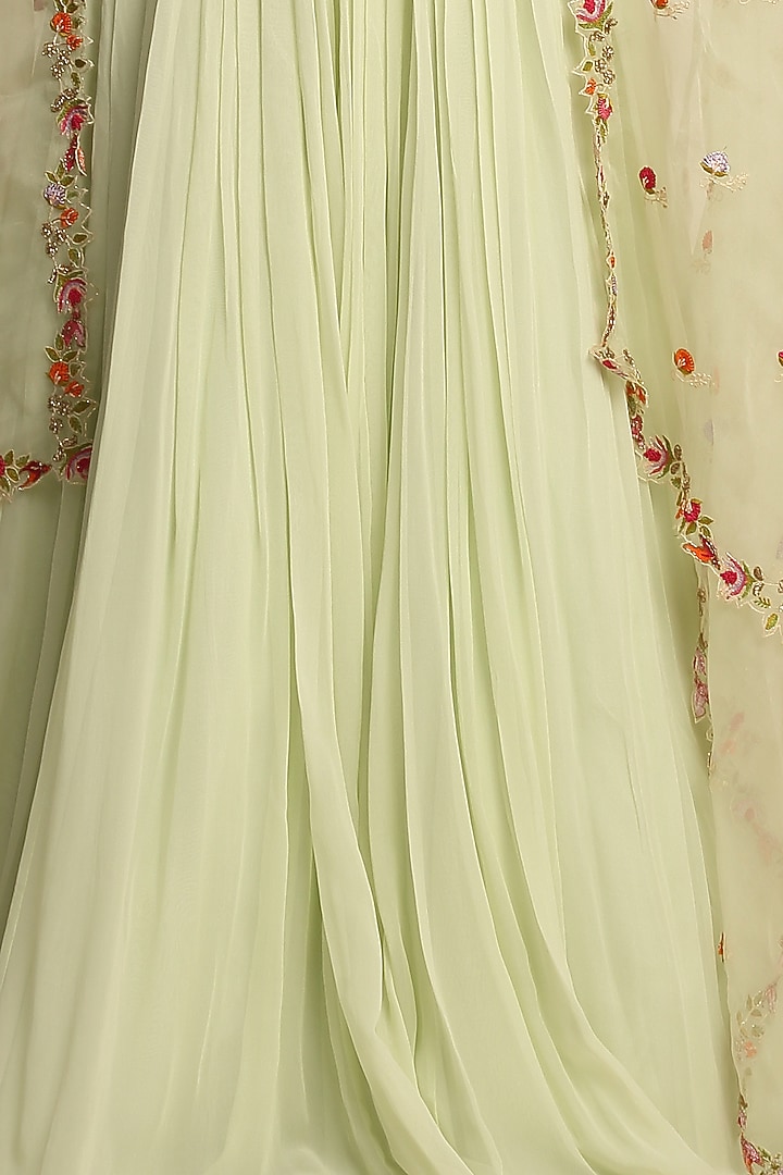Mint Green Wedding Lehenga Set With Embroidery by Priyanka Jain at Pernia's Pop Up Shop