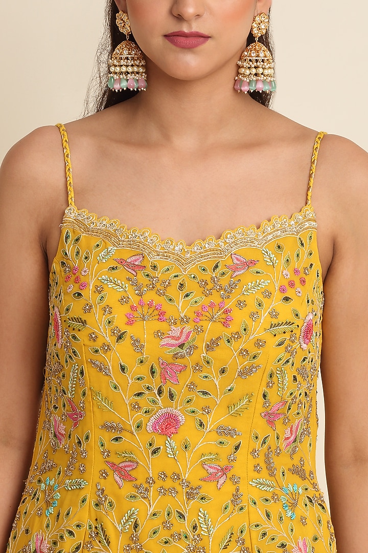 Yellow Georgette Wedding Sharara Set by Priyanka Jain at Pernia's Pop Up Shop