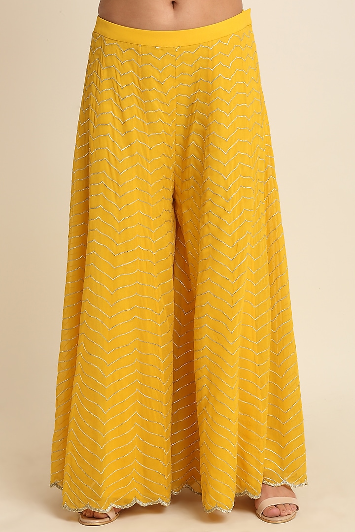 Yellow Georgette Wedding Sharara Set by Priyanka Jain at Pernia's Pop Up Shop