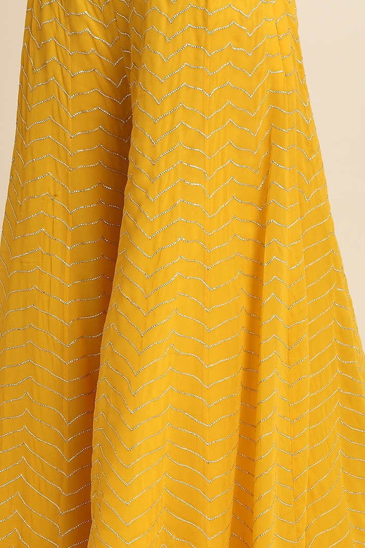 Yellow Georgette Wedding Sharara Set by Priyanka Jain at Pernia's Pop Up Shop