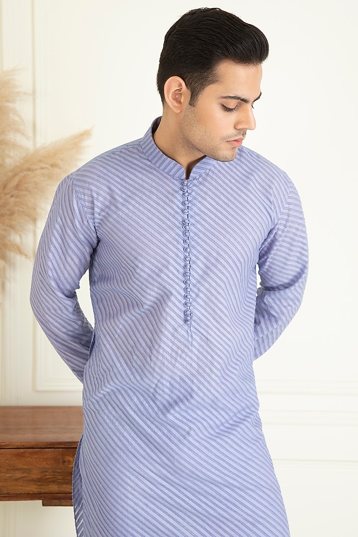 Lavender Cotton Kurta Set by Priyanka Jain Men at Pernia's Pop Up Shop