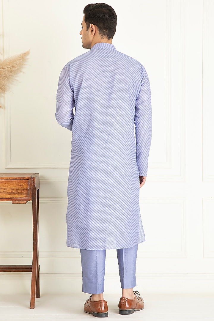 Lavender Cotton Embroidered Indo-Western Jacket With Kurta Set by Priyanka Jain Men at Pernia's Pop Up Shop