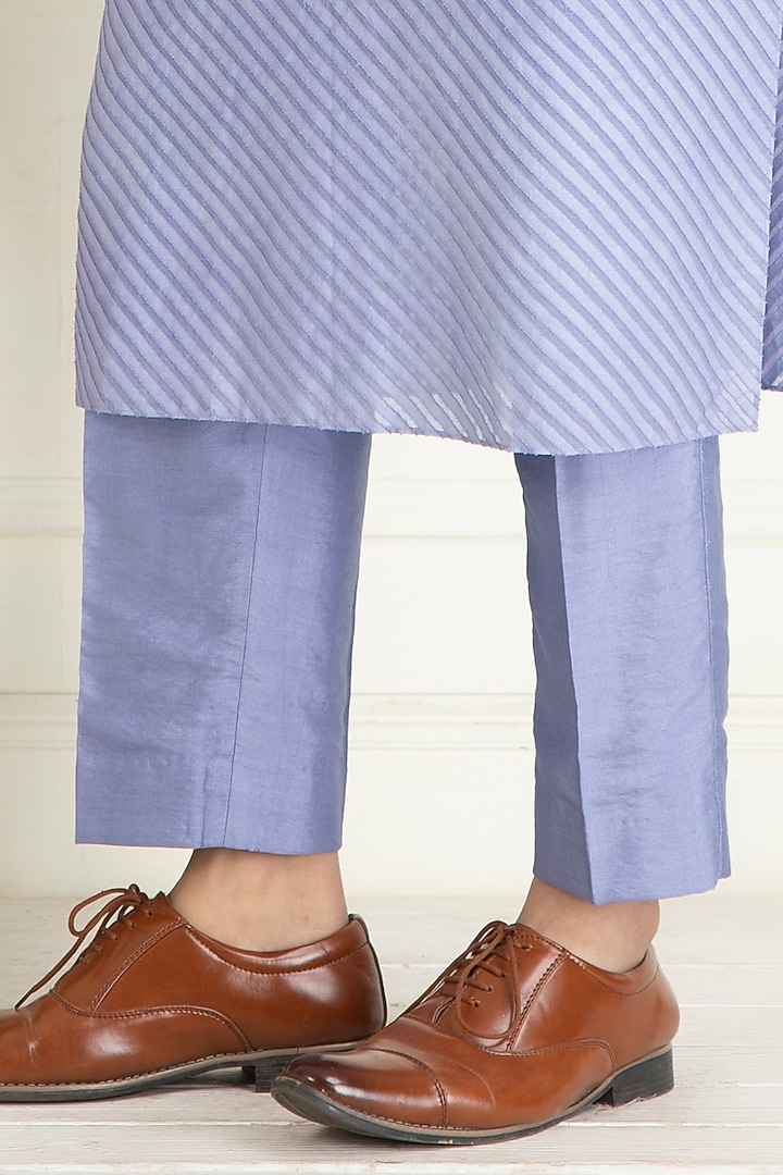 Lavender Cotton Embroidered Indo-Western Jacket With Kurta Set by Priyanka Jain Men at Pernia's Pop Up Shop