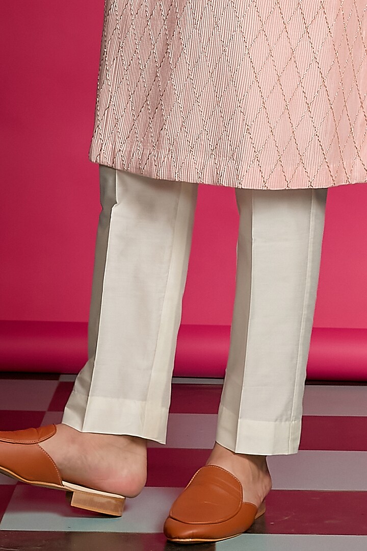 Baby Pink Cotton Silk Gota Embroidered Kurta Set by Priyanka Jain Men at Pernia's Pop Up Shop