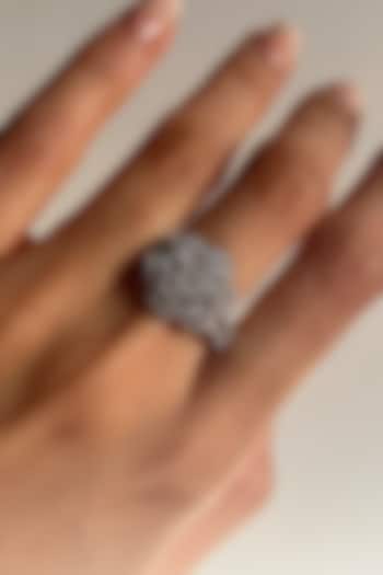 Gold Finish 0.57ct Marquise-Cut Cubic Zirconia Floral Ring In Sterling Silver by PRATA at Pernia's Pop Up Shop