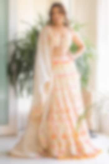 Multi-Colored & Ivory Georgette Hand Embroidered Bridal lehenga for 22 Lehenga Set by GOPI VAID at Pernia's Pop Up Shop
