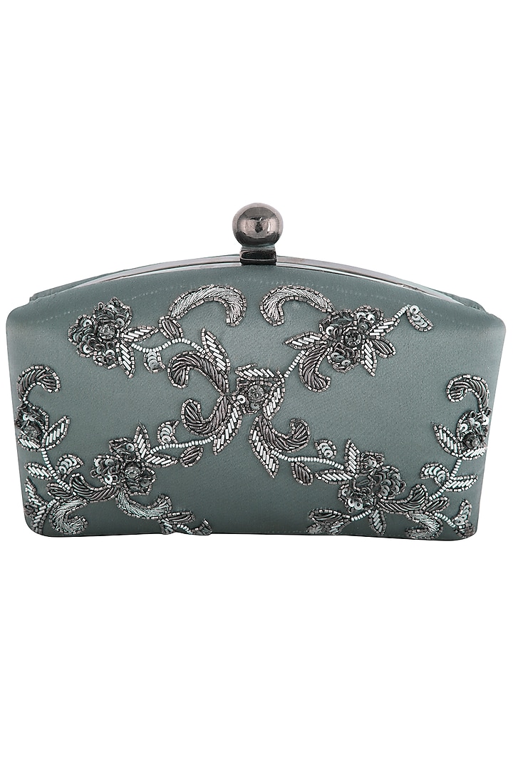 Dull silver embroidered sling clutch bag by PRACCESSORII