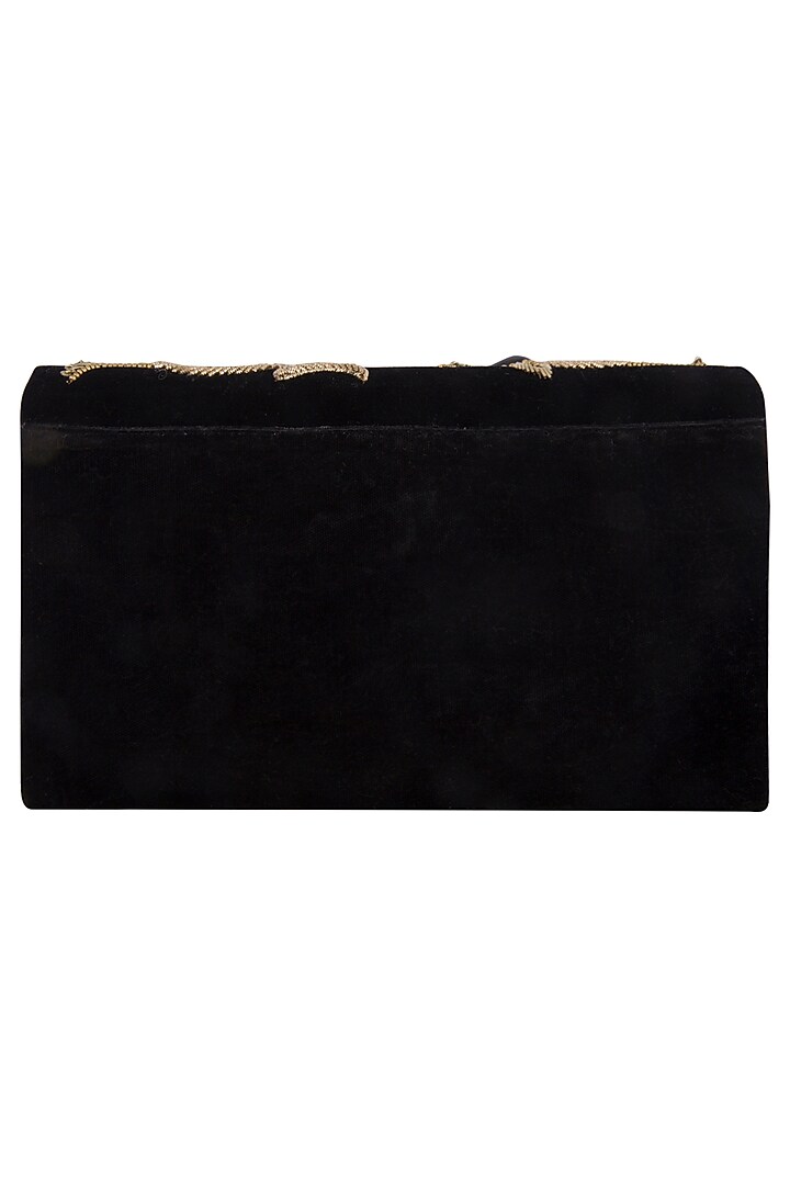 Black embroidered velvet clutch bag by PRACCESSORII at Pernia's Pop Up Shop