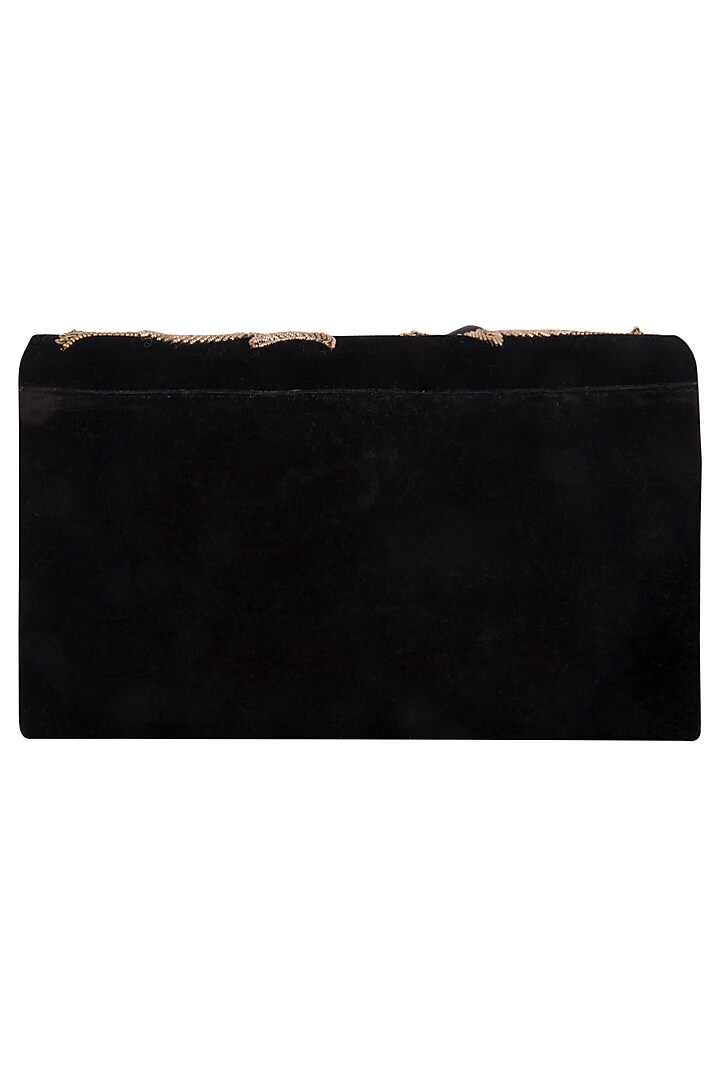 Black embroidered flap over clutch bag by PRACCESSORII at Pernia's Pop Up Shop