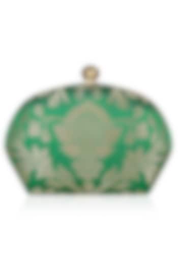 PRACCESSORII presents Ombre sea green floral brocade minaudiere available only at Pernia's Pop Up Shop.