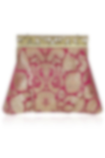Pink Floral Arabesque Pattern Vintage Straight Half Frame Bag by PRACCESSORII