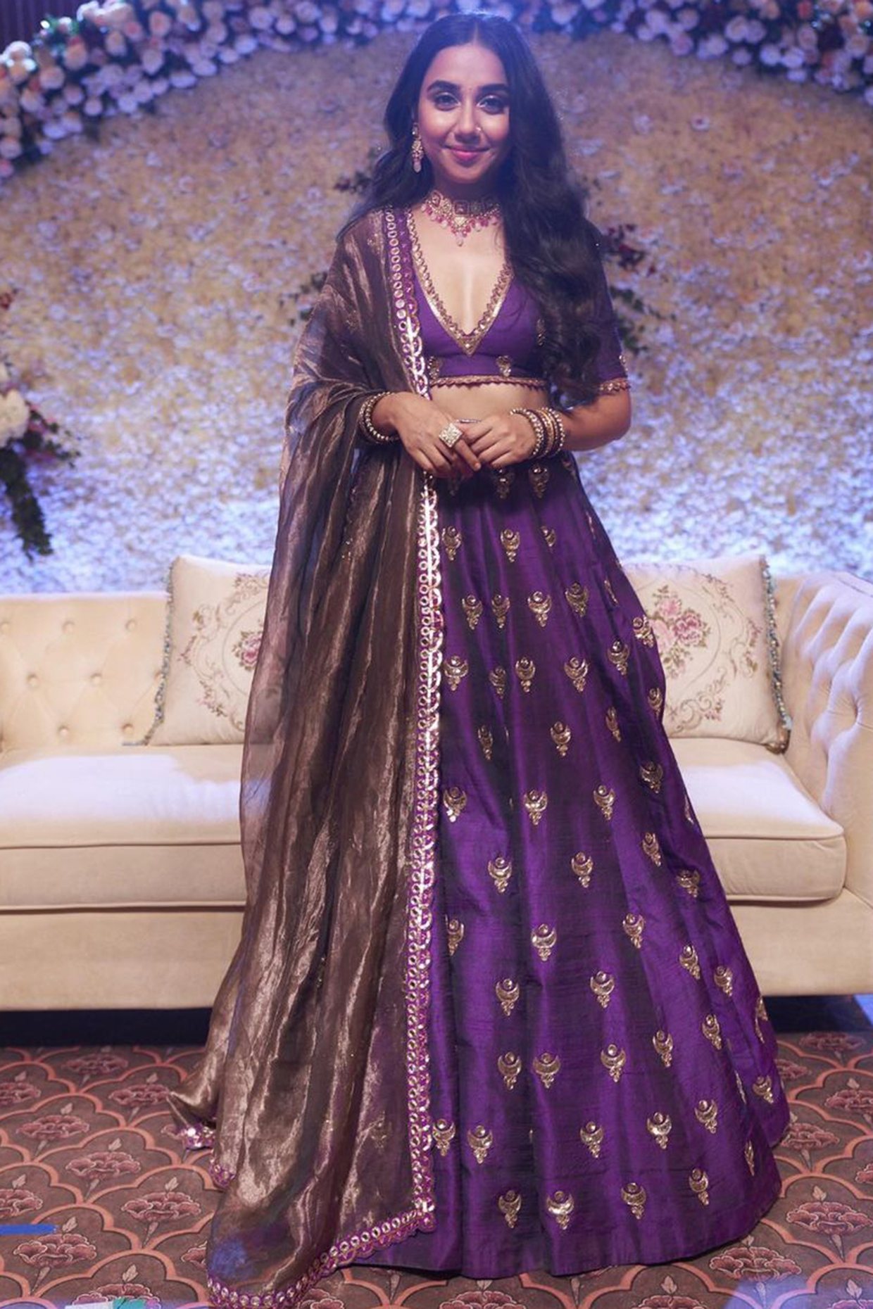 Purple Embroidered Skirt Set by Vvani By Vani Vats