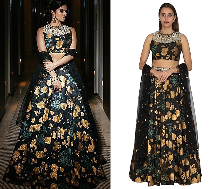 Black Floral Embroidered Wedding Lehenga Set by Bhumika Sharma at Pernia's Pop Up Shop