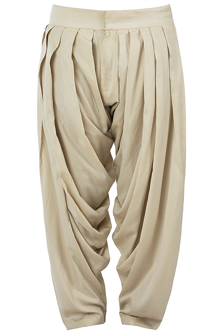 Ivory Cotton Silk Patiala Pants by Pranay Baidya Men